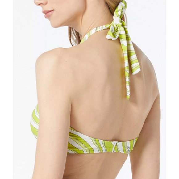 Michael Michael Kors Women's Logo-Ring Halter Bikini Top Swimwear Lime Size L - Picture 2 of 3